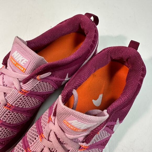 GOOD Nike Flyknit Lunar 2 Women's Running Shoes Pink Sneakers 10.5 - Picture 7 of 9
